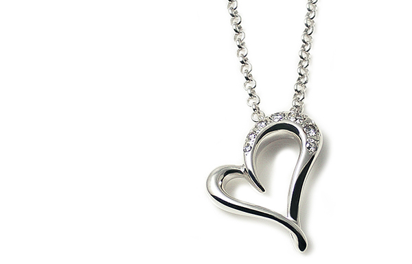 製作終了セール/ダイヤモンド＆ハートシルバーネックレス（レディース）のメイン画像