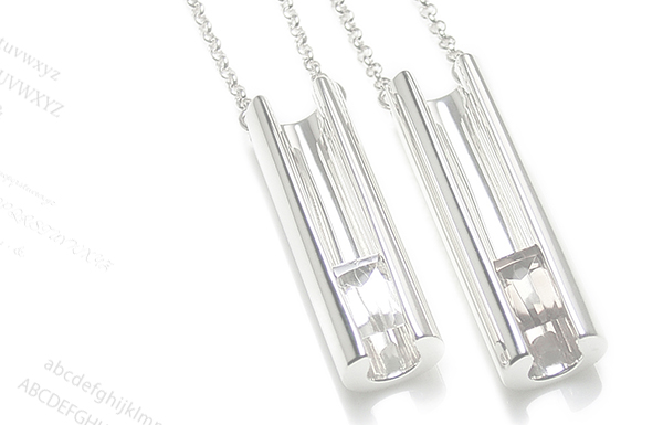 文字刻印の水晶＆スモーキークオーツ3ペアネックレスのメイン画像